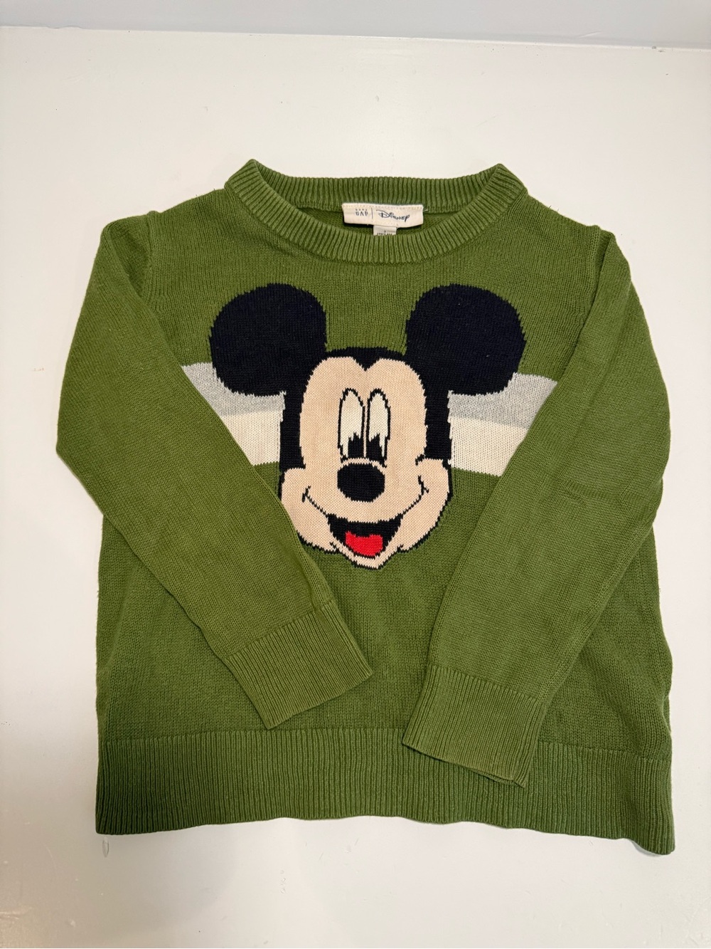 GAP Olive Green Mickey Mouse Knit Sweater size 3